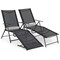 2 Piece Patio Folding Chaise Lounge Chairs Recliner With 6-level Backrest